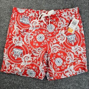 NWT‎ Drill Clothing Men's Swimwear Trunks Shorts Red Silver Pattern SZ L